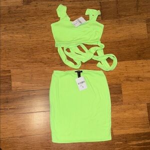 Neon Green Skirt Set